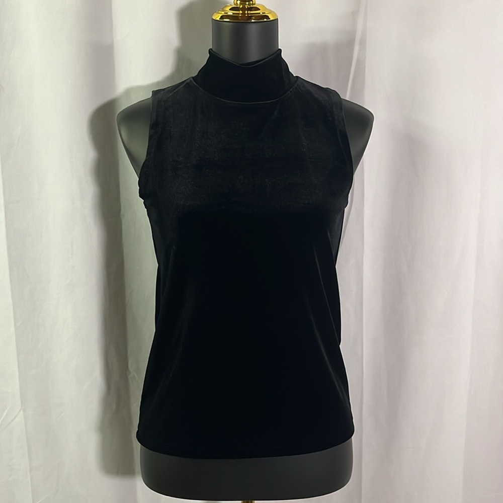 J. Crew Black Velvet Sleeveless Mock Neck Top